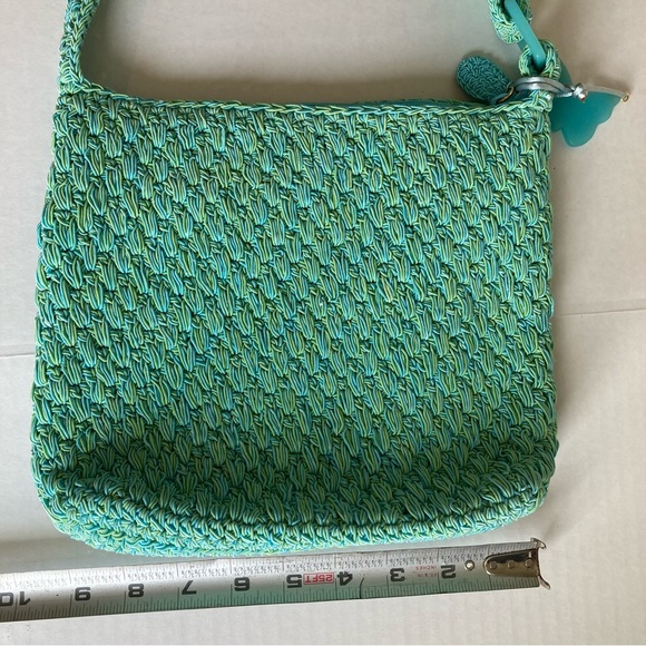 NWOT LIZ Claiborne Shoulder Bag Crochet Teal Blue with Yellow Accents. - Picture 13 of 15